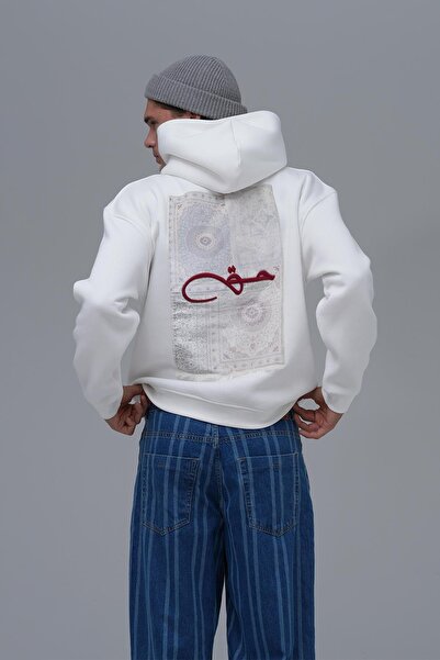 SHANBERWEAR Calligraphy Carpet Erkek Oversize Hoodie Kapüşonlu Sweatshirt