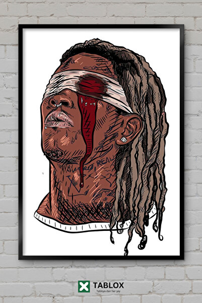TABLOX Young Thug Ράπερ Ραπ Κουντρίστας Μουσικής Χιπ Χοπ Πορτρέτο Αφίσα με Κο...