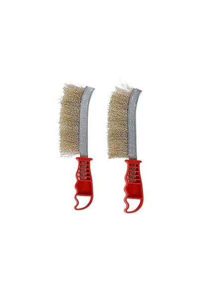 Lawazim Pro7 Hand Wire Brush Set -2 Piece- Crimped Brass Bristles Brush with ...