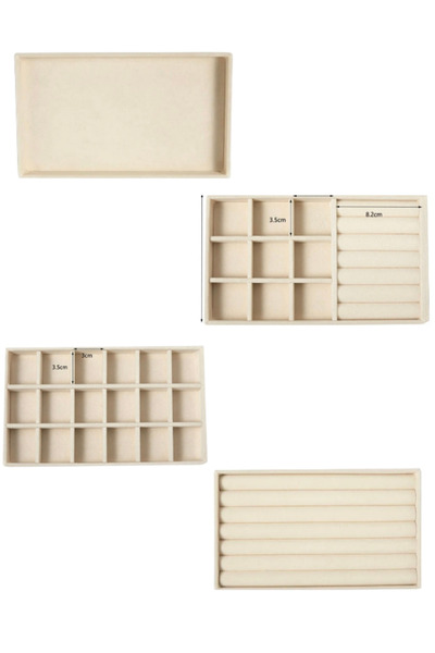 LONDON Birds Store Takı Kutusu Şık 4 lü çekmece içi düzenleyici set ( bej ren...