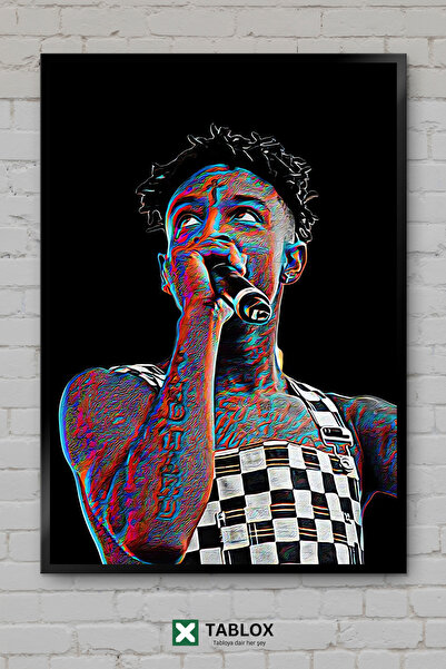 TABLOX 21 Savage Rapper Cântăreț Muzică Hip Hop Portret înrămat Pictură decor...
