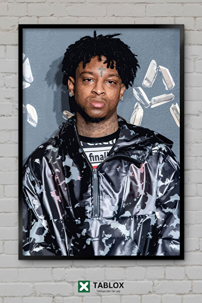 TABLOX 21 Savage Ράπερ Τραγουδιστής Χιπ Χοπ Μουσική Πορτρέτο Διακοσμητικός πί...