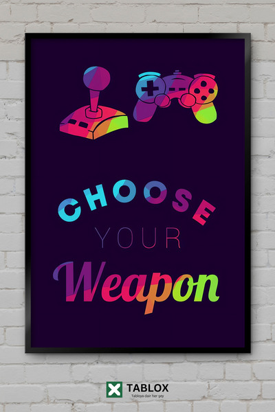 TABLOX Όπλο για παιχνίδια, Όπλο για gamers, Αφίσα δράσης με νέον, Διακοσμητικ...