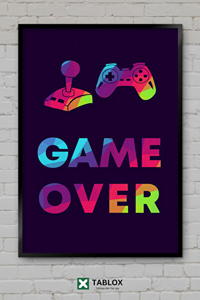 TABLOX Game Over Το παιχνίδι έχει τελειώσει Gamer Neon Αφίσα τοίχου με διακοσ...