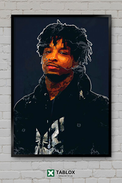 TABLOX 21 Savage Рапър Певец Хип-хоп Музика Портрет Рамкирана Декоративна Кар...