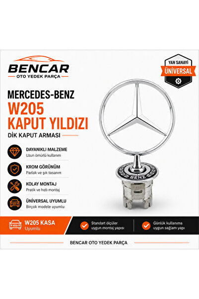 Universal Mercedes-Benz C Serisi W205 Kasa Ön Kaput Yıldızı Dik Kaput Arması