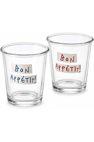 AOMIGE أكواب قهوة زجاجية بتصميم Bon Appetit، عبوة من قطعتين، سعة 350 مل، أكوا...