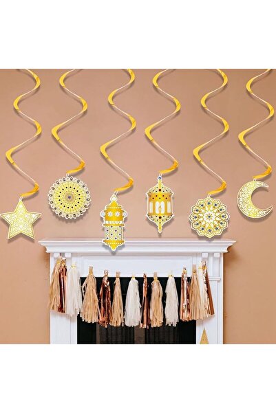 GENERAL زينة رمضان مبارك للمنزل، 6 قطع من دوامات رمضان كريم المعلقة، ديكورات ...