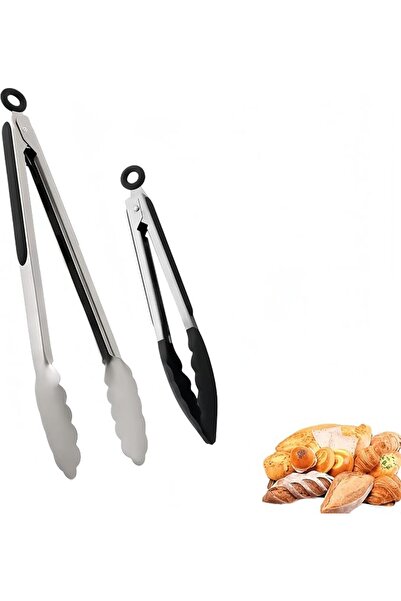 Generic Kitchen Food Serving Tongs Set of 2, 9 Inch & 12 Inch Stainless Steel...