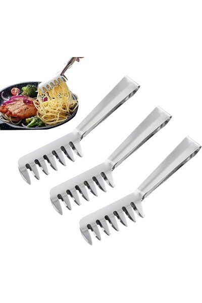 KASTWAVE 3-Pack Stainless Steel Pasta Tongs, Ergonomic Kitchen Serving for Pa...