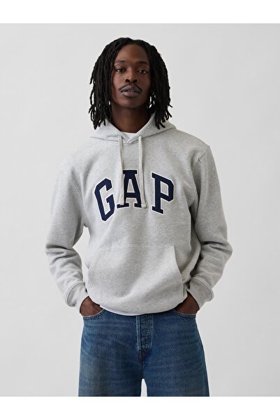 GAP Erkek Açık Gri VintageSoft Arch Logo Sweatshirt