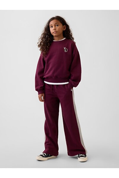 GAP Kız Çocuk Bordo VintageSoft Baggy Varsity Pantolon