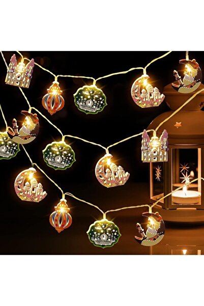 sheful سلسلة أضواء رمضان والعيد - 9.8 قدم 20 مصباح LED، فانوس كيروسين مزخرف ب...