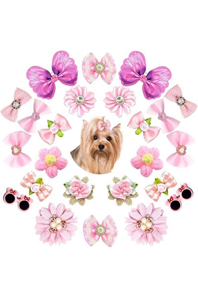 SYOSI Pet Hair Bows, Bowknot Hair Clips, Floral Pet Headwear, Decorative Hair...