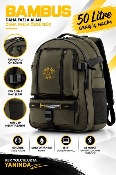 Bambus Fit 50 Litre Yarım Dağcı Sırt Çantası Outdoor Seyehat Deprem Gezi Çantası