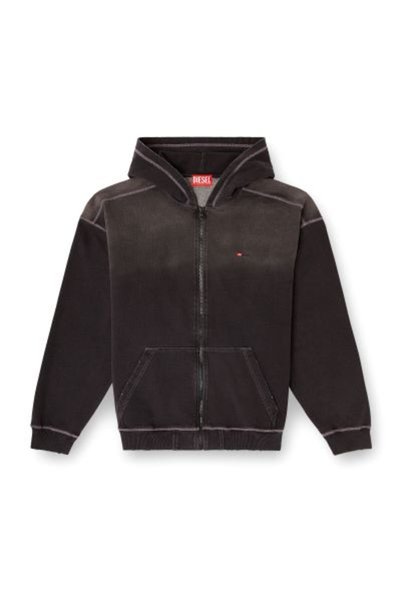 Diesel ANTRASİT LOGOLU FERMUARLI KAPÜŞONLU ERKEK SWEATSHIRT