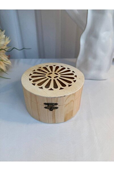 OEM Large Perforated Round Natural Wood Box
