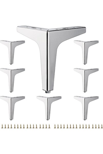 Arabest 17 CM Shiny Chrome Metal Furniture Legs,Triangle Metal Feet for Sofa ...