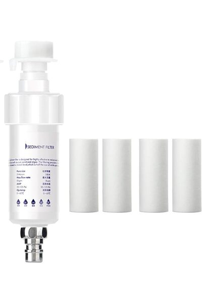 Generic فلتر مياه عالمي للرواسب مع 4 خراطيش قابلة للاستبدال، مناسب للدش وغسال...