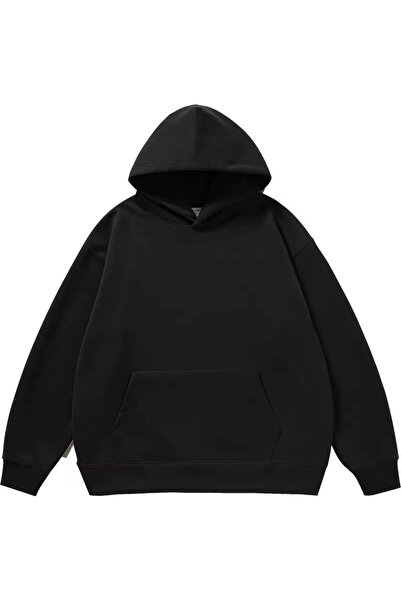 JANTIL MODA Unisex Oversize 3 Thread Raster Hooded Sweatshirt with Kangaroo P...