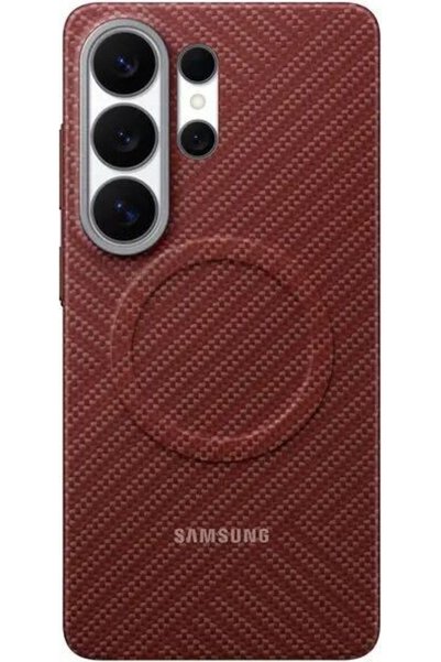 Samsung Husa Protectie Spate Carbon Magnet Case pentru Galaxy S26 Ultra (Rosu)