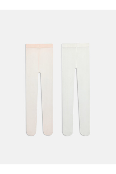 LC Waikiki Two Mt Shop Quality Lcw Baby White Plain 2-Pack Baby Girl Pantyhose