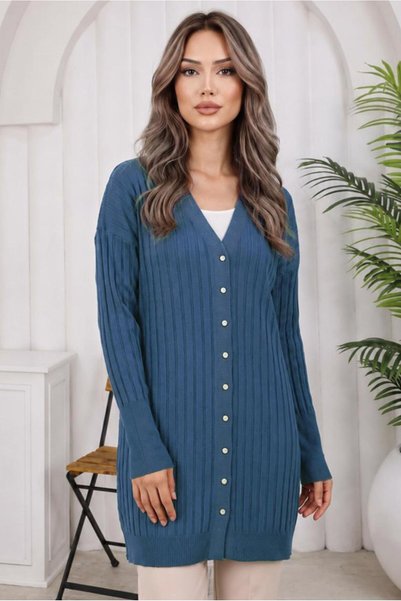 TRENDTESETTÜR KADIN LACİVERT (İNDİGO) TRİKO HIRKA T 9713
