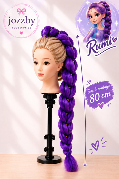 Genel Markalar Rumi KPOP Saç Toka Festival Dogumgünü Hellowen Parti Saçı 80 cm