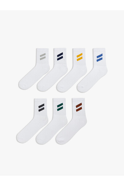 LC Waikiki Lcw Accessories Mixed Striped 7-Piece Pack Men's Socks with Nevavm...
