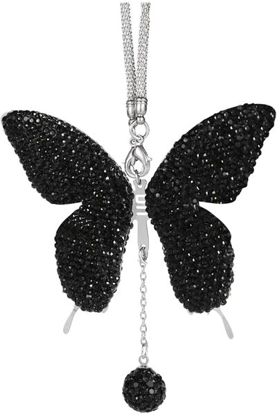 Bukela Rear View Mirror Ornaments, Butterfly Car Hanging Accessories, Bling C...