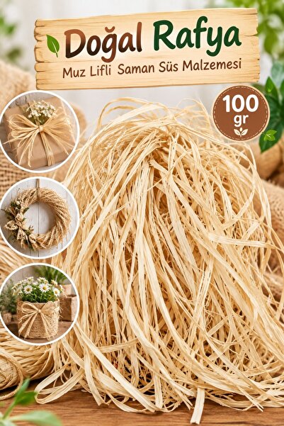 Huzur Party Store Doğal Rafya 100 Gr Muz Lifi Saman Hediye Paketleme Sepet Do...