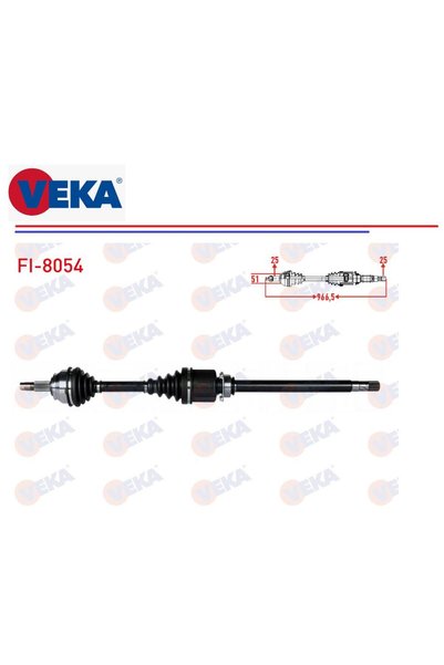 Veka KOMPLE AKS SAĞ DOBLO 3 2010+ LİNEA EGEA 1,6D MJT MİTO 1,4 1,4T 2008+ 966,5mm 51815194 FI-8054