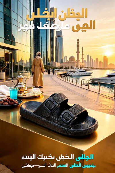 SoftSole KSA شبشب رجالي بحزامين من مادة EVA – نعل سميك خفيف الوزن مع أشرطة شب...