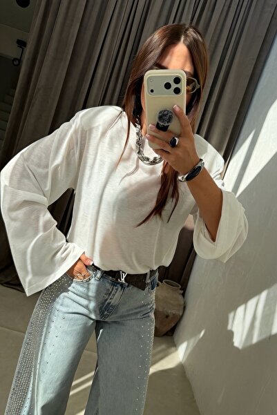 ELVAN TOLON Vatkalı Basıc Üst EKRU