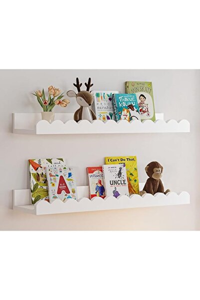 Generic Kids Wall Mounted Floating Shelves, 42 cm White Wooden Bookshelf with...