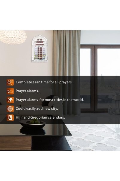 AL-HARAMEEN Azan Clock,Led Prayer Clock,Wall Clock,Read Home/Office/Mosque Digital Azan Clock/Decorative Clock HA-4008 (Gray)