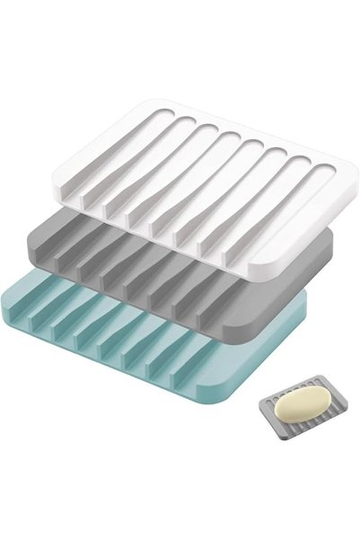 Generic Self Draining Soap Dishes, 3 Pcs Silicone Soap Saver, Waterfall Drain...