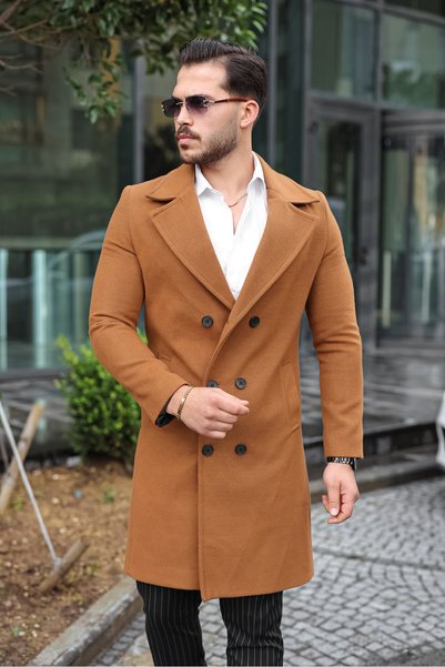 Endap Men's Cinnamon Double-Breasted Cashmere Coat
