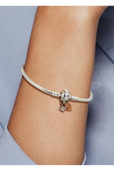 Lunarie Two Color Leaf Dangle Charm Bracelet – Silver Color Tarnish Resistant...