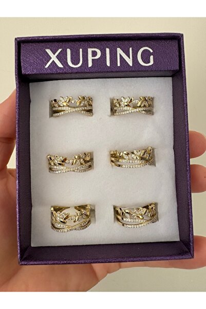 XP Xuping JEWELRY 14 ayar altın kaplama suya dayanıklı çelik kadın yüzük kuyu...