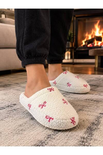 CANDAR SHOES Kadın Yumuşak Peluş Terlik Sıcak Tutucu Rahat Ev Terliği