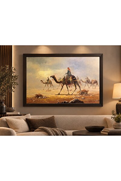 ALAYRA International لوحة فنية عربية لجمال الجمل الصحراوي مقاس 50×100 سم مع إ...
