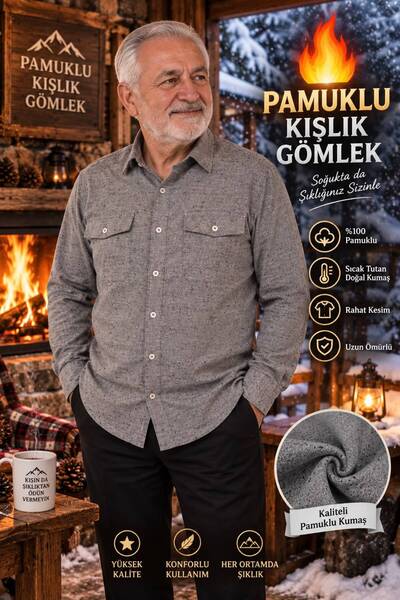 Aycan Fourmen Fourmen Cotton Fabric Relaxed Fit Double Pocket Cover Winter Shirt