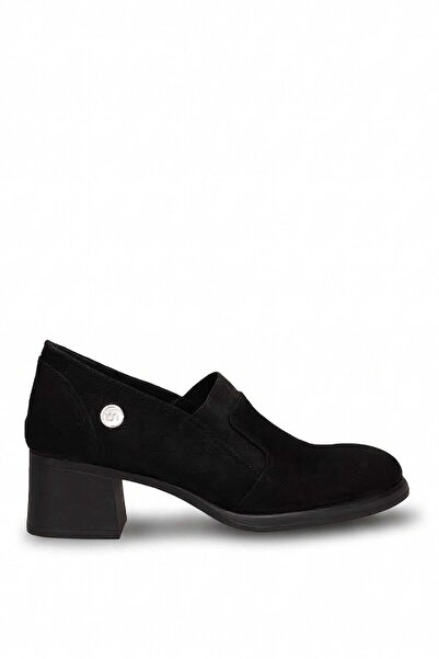 Mammamia D26Ka-815 Women's Genuine Leather Classic Heeled Shoes Black