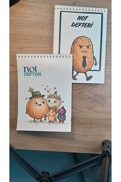 A5 Not Defteri Renkli Patates Kafa Kapak Çizgisiz Defter 50 Yaprak 2'li set