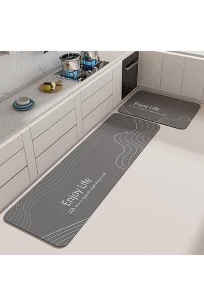 REOCLE Ryocell Diatom Mud Kitchen Floor Mat Set Non-Slip Waterproof Long Larg...