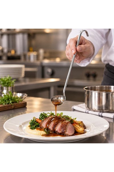 dinckitchen مغرفة صلصة من الفولاذ المقاوم للصدأ رقم 1 رقم 1 - قطر 5.5 سم 67.5 مل