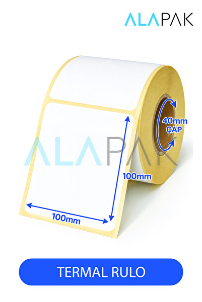 Alapak 100mm X 100mm Termal Barkod Etiketi 1 Rulo 400 Adet