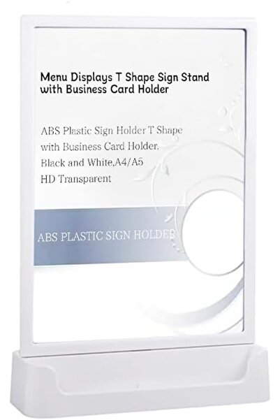 NALACAL ABS Plastic Sign Holder, Clear Menu Displays T Shape Sign Stand With ...