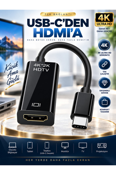 PEMBERTON USB-C HDMI Dönüştürücü Adaptör 4K Ultra HD Görüntü Aktarıcı Type-C ...